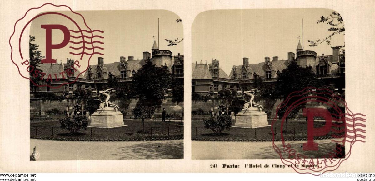 Fotografia antiga: FRANCIA FRANCE. PARIS. LHOTEL DE CLUNY ET LE SQUARE. -ESTEREOSCOPICA - ST&Eacute;R&Eacute;OSCOPIQUE - STEREOSCOP