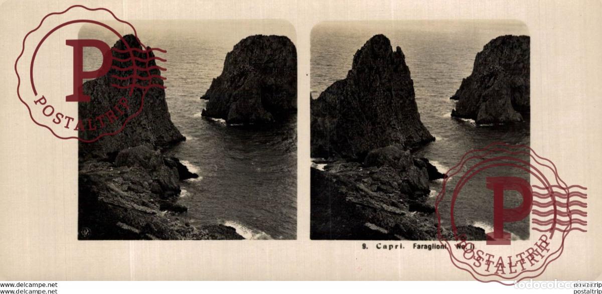 Fotografia antiga: ITALIA ITALY. CAPRI. FARAGLIONI. -ESTEREOSCOPICA - ST&Eacute;R&Eacute;OSCOPIQUE - STEREOSCOPIC