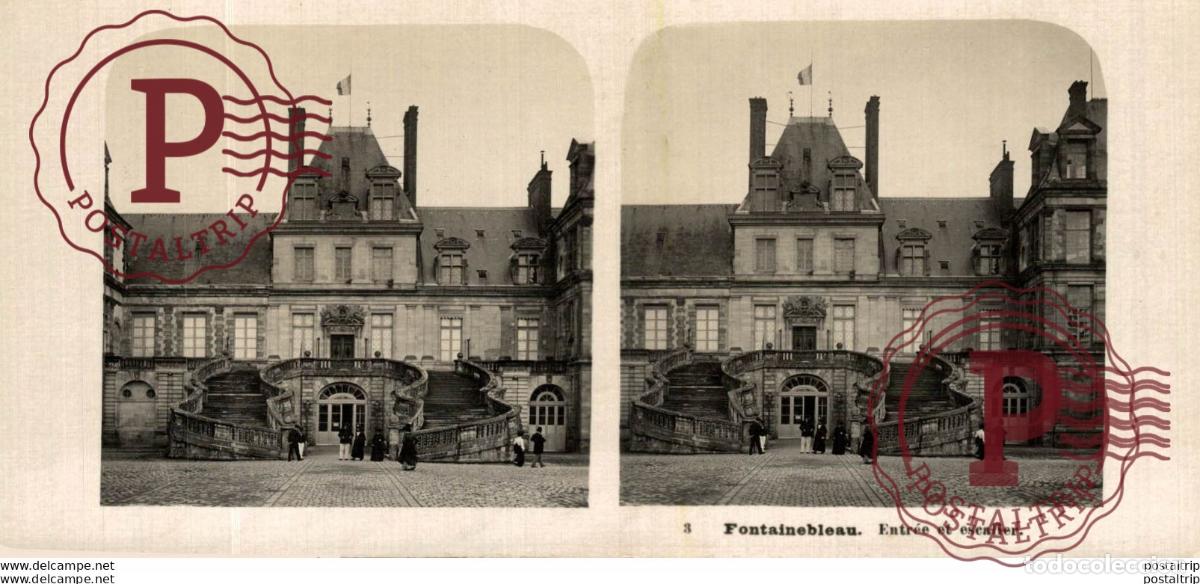Fotografia antiga: FRANCIA FRANCE. FONTAINEBLEAU. ENTREE ET ESCALIER. -ESTEREOSCOPICA - ST&Eacute;R&Eacute;OSCOPIQUE - STEREOSCOPIC