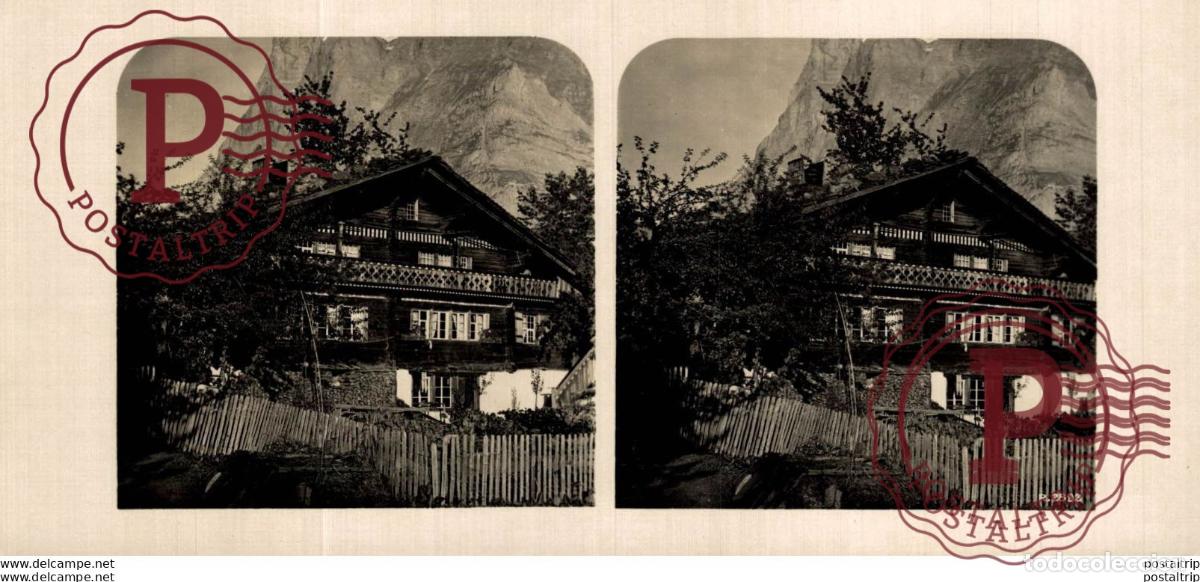 Fotografia antiga: SUIZA SWITZERLAND. BERNER OBERLANDER HAUS. -ESTEREOSCOPICA - ST&Eacute;R&Eacute;OSCOPIQUE - STEREOSCOPIC