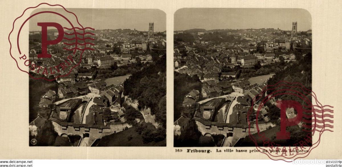 Fotografia antiga: ALEMANIA. GERMANY. FRIBOURG. LA VILLE BASSE DU PONT DE GOTTERON. -ESTEREOSCOPICA - ST&Eacute;R&Eacute;OSCOPIQUE -