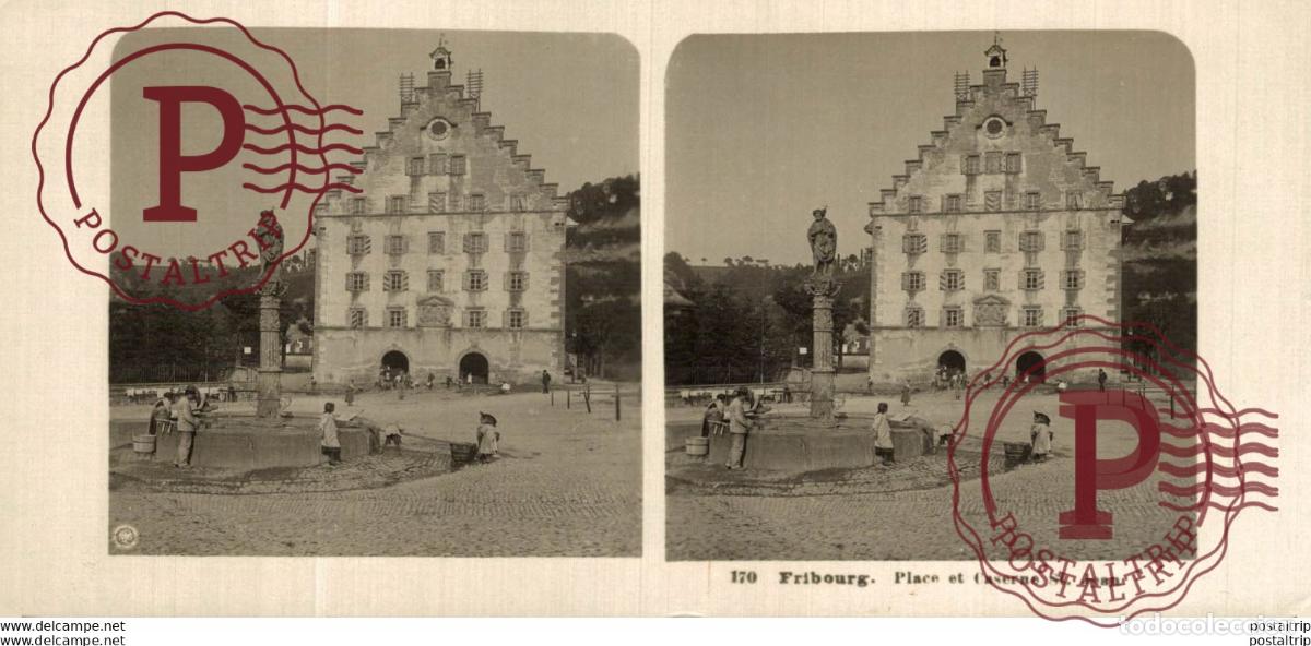 Fotografia antiga: ALEMANIA. GERMANY. FRIBOURG. PLACE ET CASERNE ST JEAN. -ESTEREOSCOPICA - ST&Eacute;R&Eacute;OSCOPIQUE - STEREOSCO