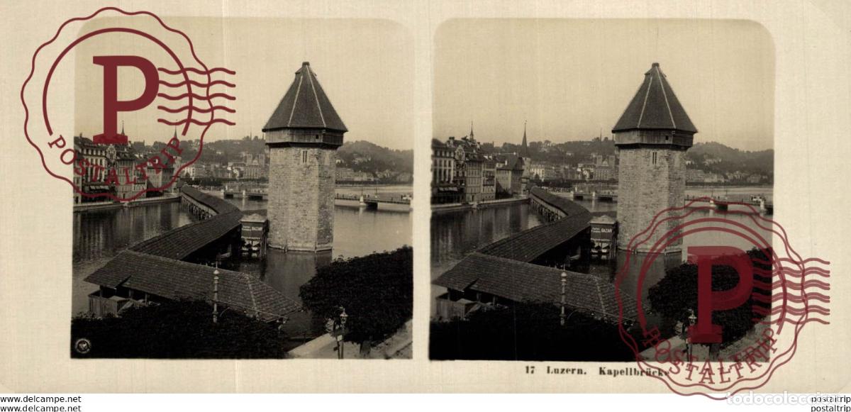 Fotografia antiga: ALEMANIA. GERMANY. LUZERN. KAPELLBRUCKE. -ESTEREOSCOPICA - ST&Eacute;R&Eacute;OSCOPIQUE - STEREOSCOPIC