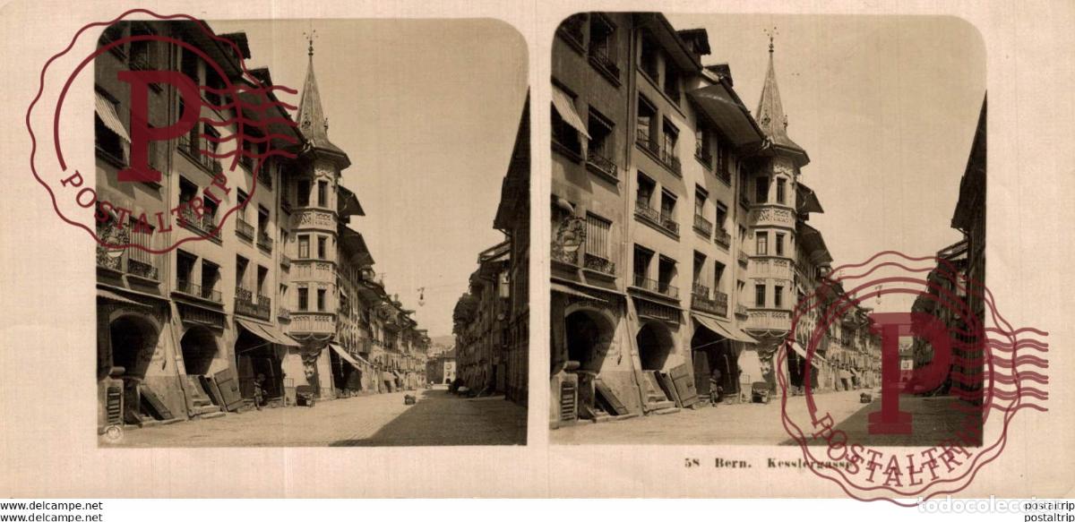 Fotografia antiga: SUIZA SWITZERLAND. BERN. KESSLERGASSE. -ESTEREOSCOPICA - ST&Eacute;R&Eacute;OSCOPIQUE - STEREOSCOPIC