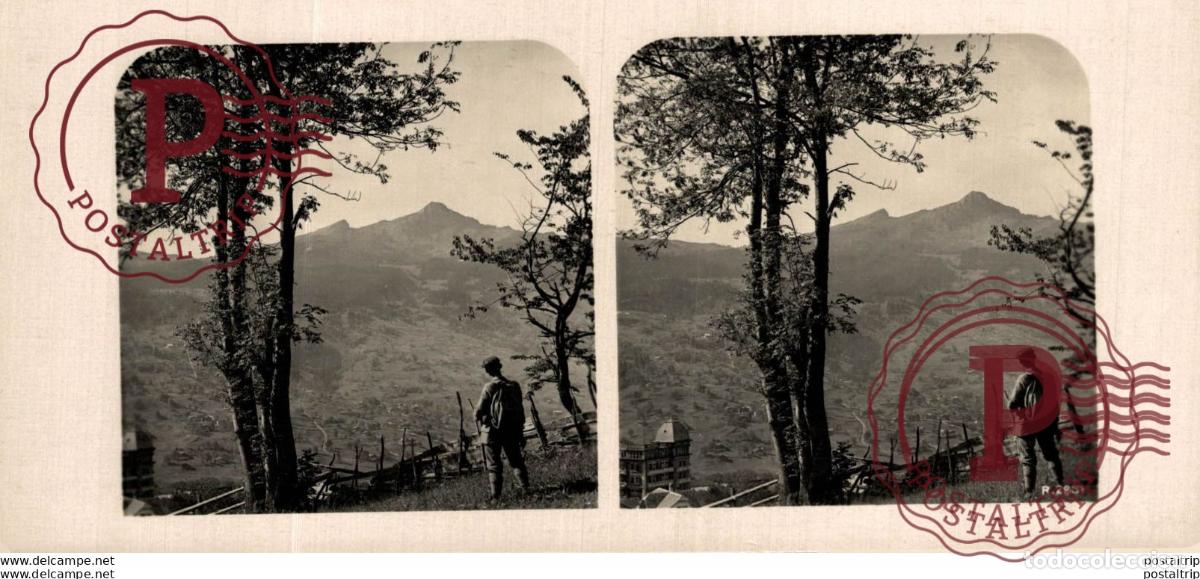 Fotografia antiga: SUIZA SWITZERLAND. LAUBERHORN UND GRINDELWALD. -ESTEREOSCOPICA - ST&Eacute;R&Eacute;OSCOPIQUE - STEREOSCOPIC
