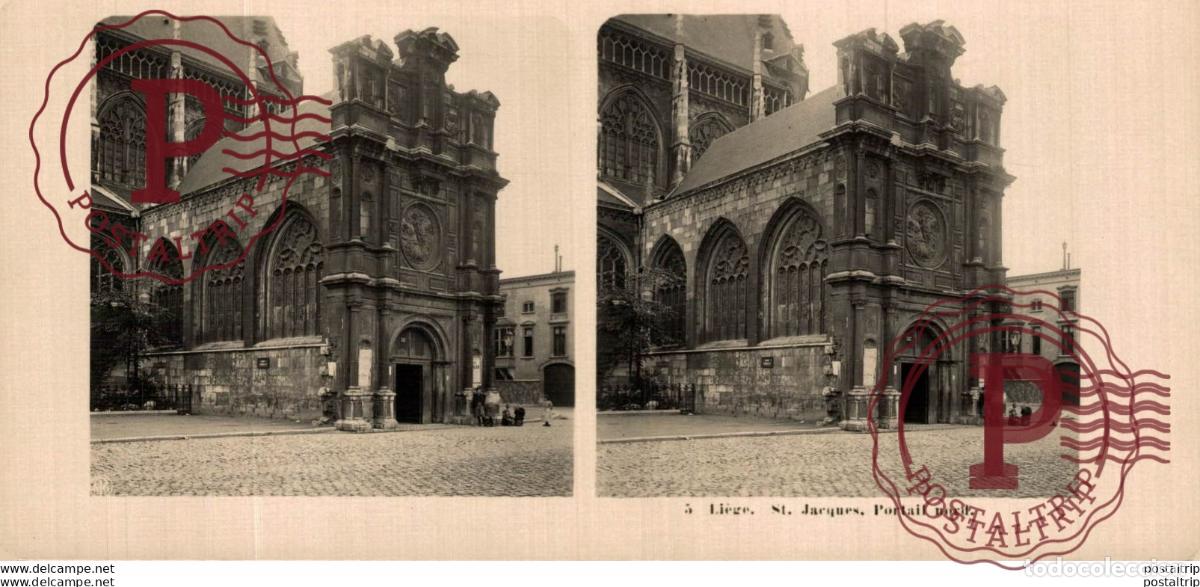 Fotografia antiga: BELGICA BELGIE. LIEGE. ST JACQUES. PORTAIL NORD. -ESTEREOSCOPICA - ST&Eacute;R&Eacute;OSCOPIQUE - STEREOSCOPIC