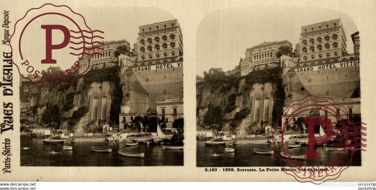 Fotografia antiga: ITALIA ITALY. SORRENTE. LA PETITE MARINE VUE DE LA MER. -ESTEREOSCOPICA - ST&Eacute;R&Eacute;OSCOPIQUE - STEREOSC