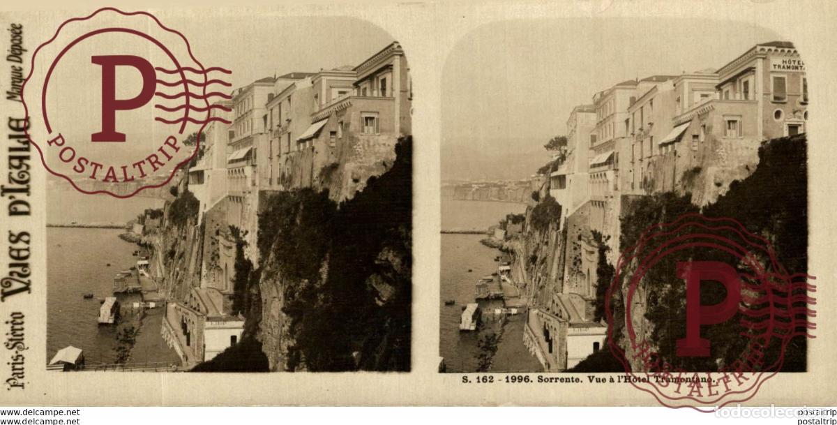 Fotografia antiga: ITALIA ITALY. SORRENTE. VUE A LHOTEL TRAMONTANO. -ESTEREOSCOPICA - ST&Eacute;R&Eacute;OSCOPIQUE - STEREOSCOPIC