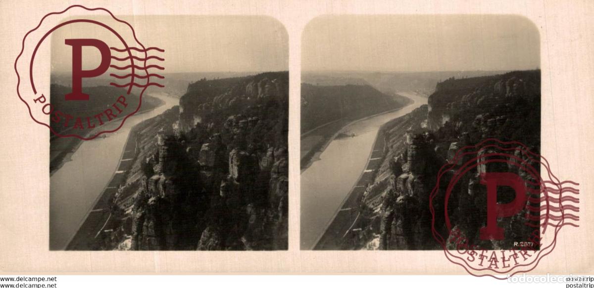 Fotograf&iacute;a antigua: SUIZA SWITZERLAND. SACHS. SCHWEIZ. BLICK VON DER BASTEI. - ESTEREOSCOPICA - ST&Eacute;R&Eacute;OSCOPIQUE - STEREO
