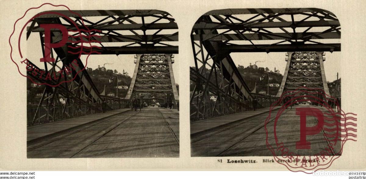 Fotograf&iacute;a antigua: ALEMANIA GERMANY. LOSCHWITZ. BLICK DURCH DIE BRUCKE. - ESTEREOSCOPICA - ST&Eacute;R&Eacute;OSCOPIQUE - STEREOSCOP