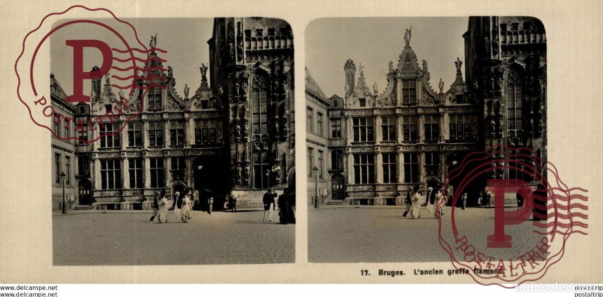 Fotograf&iacute;a antigua: BELGICA BELGIE. BRUGES. LANCIEN GREFFE FLAMAND. - ESTEREOSCOPICA - ST&Eacute;R&Eacute;OSCOPIQUE - STEREOSCOPIC