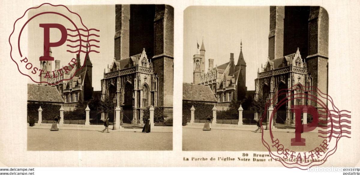 Fotograf&iacute;a antigua: BELGICA BELGIE. BRUGES. LA PORCHE DE LEGLISE NOTRE DAME ET LHOTEL... - ESTEREOSCOPICA - ST&Eacute;R&Eacute;OSCO