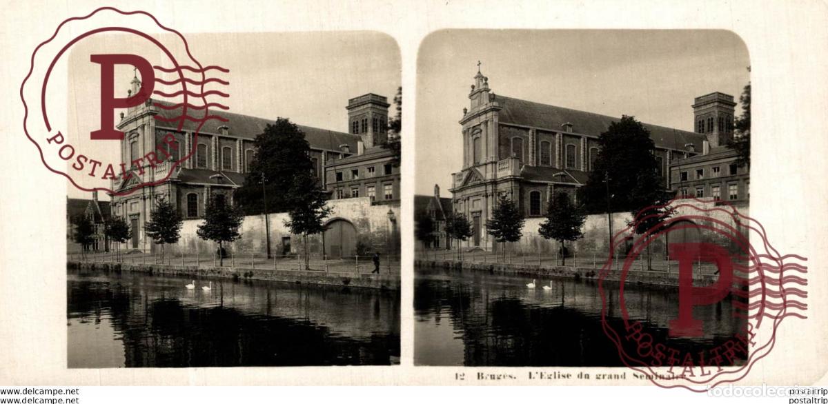 Fotograf&iacute;a antigua: BELGICA BELGIE. BRUGES. LEGLISE DU GRAND SEMINAIRE. - ESTEREOSCOPICA - ST&Eacute;R&Eacute;OSCOPIQUE - STEREOSCOP