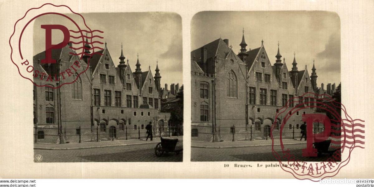 Fotograf&iacute;a antigua: BELGICA BELGIE. BRUGES. LE PALAIS DU FRANCE. - ESTEREOSCOPICA - ST&Eacute;R&Eacute;OSCOPIQUE - STEREOSCOPIC
