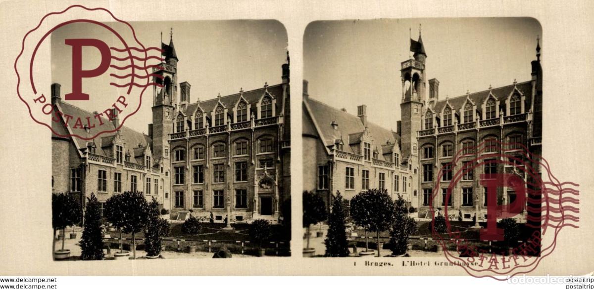 Fotograf&iacute;a antigua: BELGICA BELGIE. BRUGES. LHOTEL GRUNTHUYSE. - ESTEREOSCOPICA - ST&Eacute;R&Eacute;OSCOPIQUE - STEREOSCOPIC