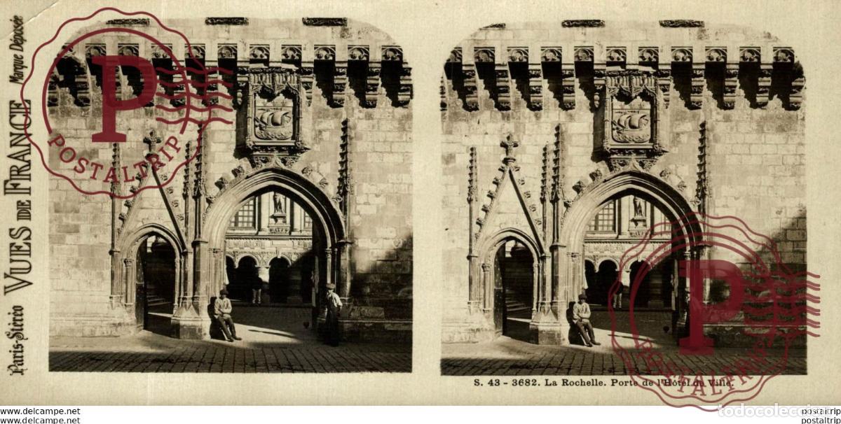 Fotograf&iacute;a antigua: FRANCIA FRANCE. LA ROCHELLE. PORTE DE LHOTEL DE VILLE. - ESTEREOSCOPICA - ST&Eacute;R&Eacute;OSCOPIQUE - STEREOS