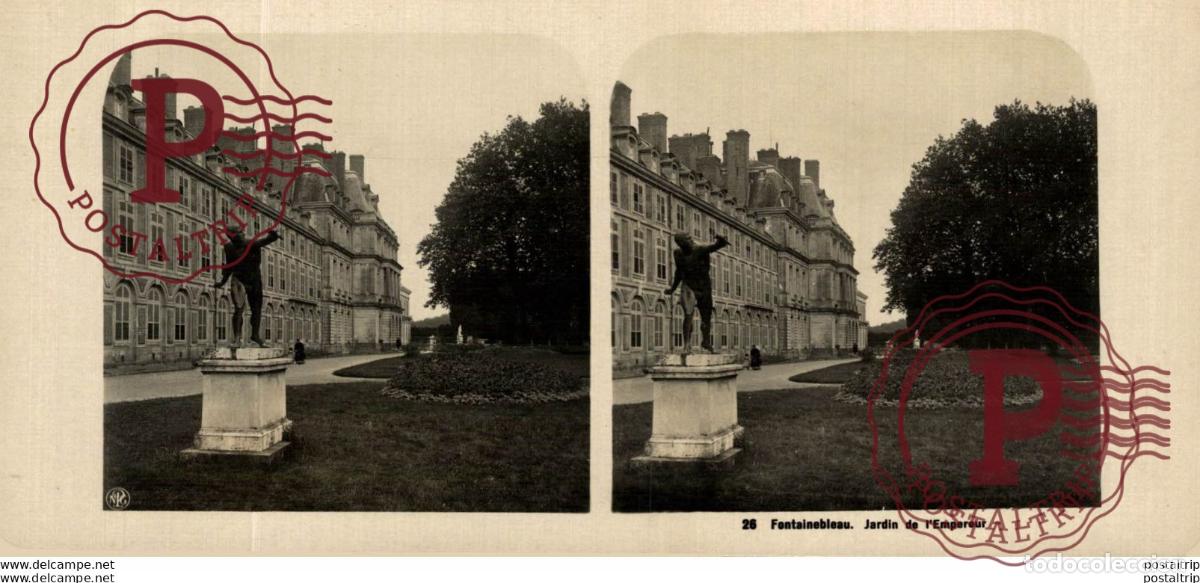 Fotograf&iacute;a antigua: FRANCIA FRANCE. FONTAINEBLEAU. JARDIN DE LEMPEREUR. - ESTEREOSCOPICA - ST&Eacute;R&Eacute;OSCOPIQUE - STEREOSCOP