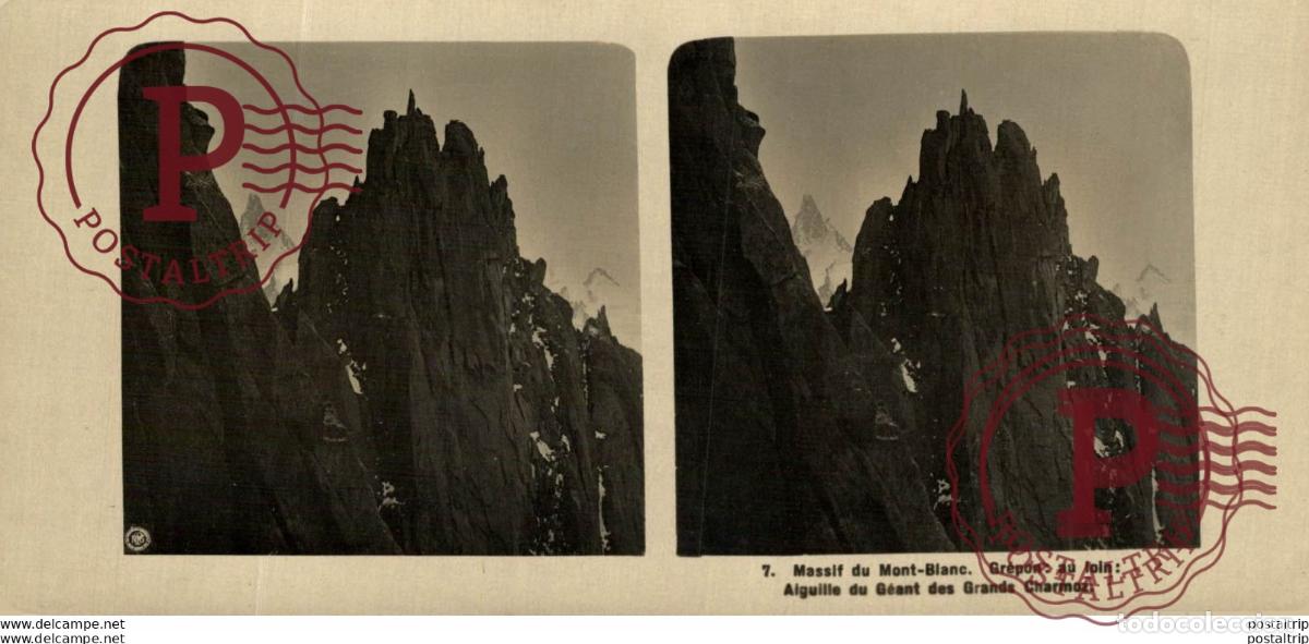 Fotograf&iacute;a antigua: FRANCIA FRANCE. MASSIF DU MONT-BLANC. GREPON: AU LOIN: AIGUILLE DU... - ESTEREOSCOPICA - ST&Eacute;R&Eacute;OSCOP