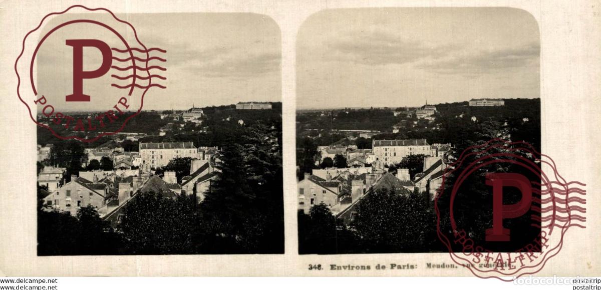 Fotograf&iacute;a antigua: FRANCIA FRANCE. ENVIRONS DE PARIS. MEUDON, VUE GENERALE. - ESTEREOSCOPICA - ST&Eacute;R&Eacute;OSCOPIQUE - STEREO