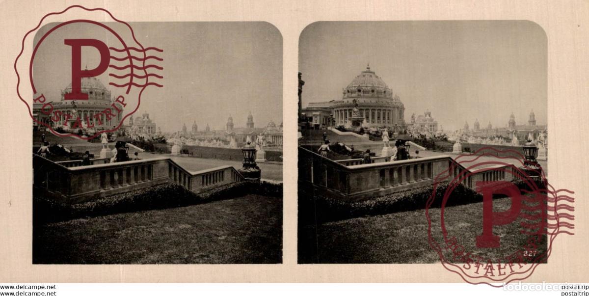 Fotograf&iacute;a antigua: FESTHALLE UND KASKADEN SALLE DES F&Ecirc;TES ET CASCADES. ESTEREOSCOPICA. ST&Eacute;R&Eacute;OSCOPIQUE. STEREOSCOPIC