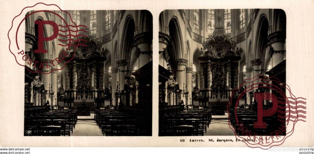Fotografia antiga: 69. ANVERS. ST. JACQUES, LE CHOEUR. ESTEREOSCOPICA. ST&Eacute;R&Eacute;OSCOPIQUE. STEREOSCOPIC