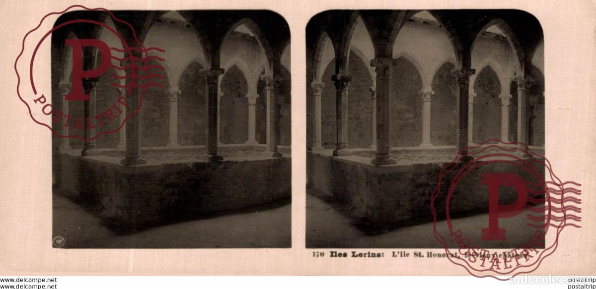 Fotografia antiga: 170. ILES LERINS: LILE ST. HONORAT, LE VIEUX CH&Acirc;TEAU. ESTEREOSCOPICA. ST&Eacute;R&Eacute;OSCOPIQUE. STEREOSCOPIC