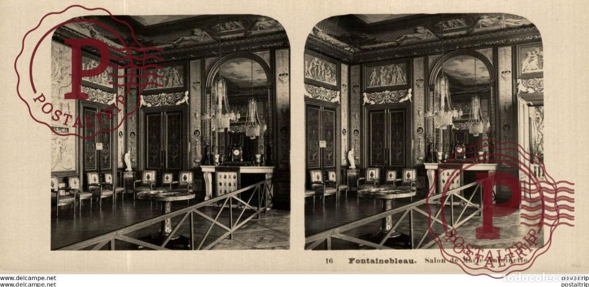 Fotografia antiga: 16. FONTAINEBLEAU. SALON DE MARIE ANTOINETTE. ESTEREOSCOPICA. ST&Eacute;R&Eacute;OSCOPIQUE. STEREOSCOPIC