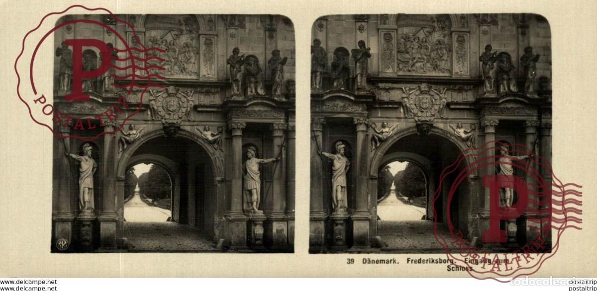 Fotografia antiga: DINAMARCA. DANEMARK. FREDERIKSBORG. EINGANG ZUM SCHLOSS. - ESTEREOSCOPICA - ST&Eacute;R&Eacute;OSCOPIQUE - STEREO