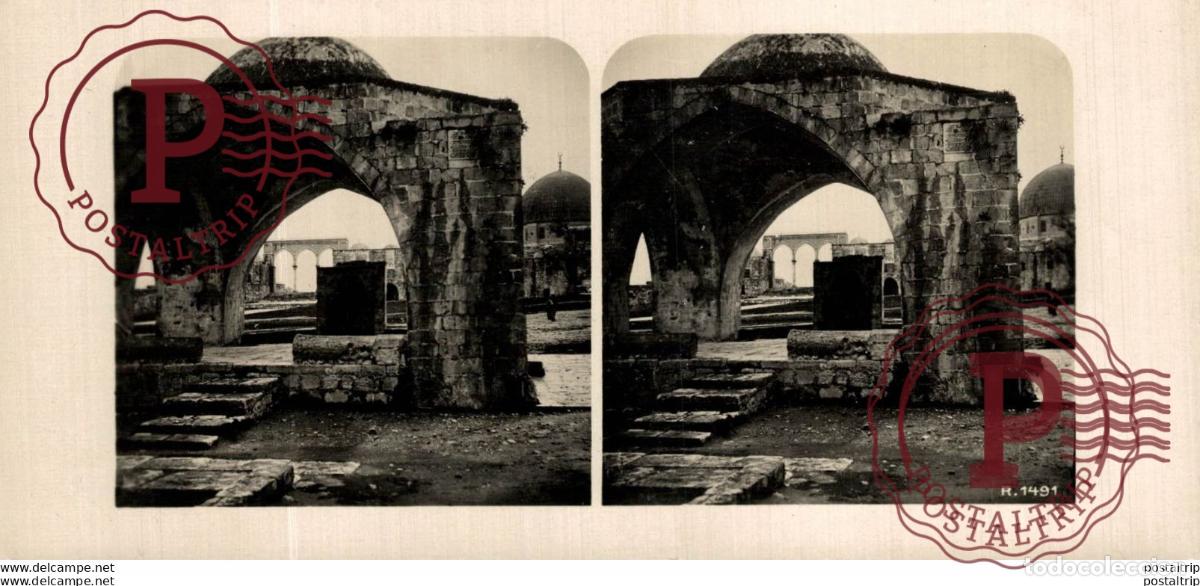 Fotografia antiga: 1491 J&eacute;rusaslem, Tempelplatz ESTEREOSCOPICA. ST&Eacute;R&Eacute;OSCOPIQUE. STEREOSCOPIC