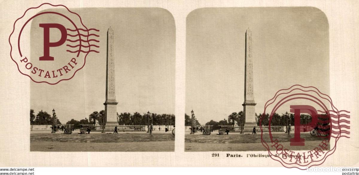 Fotograf&iacute;a antigua: 291 Paris LObelisque de Loueqsor. ESTEREOSCOPICA. ST&Eacute;R&Eacute;OSCOPIQUE. STEREOSCOPIC