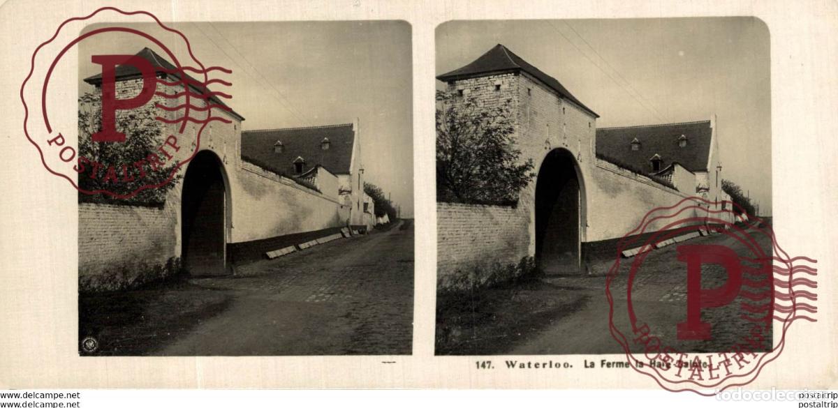Fotograf&iacute;a antigua: 147 Waterloo, La Ferme la Haie-Sainte. ESTEREOSCOPICA. ST&Eacute;R&Eacute;OSCOPIQUE. STEREOSCOPIC