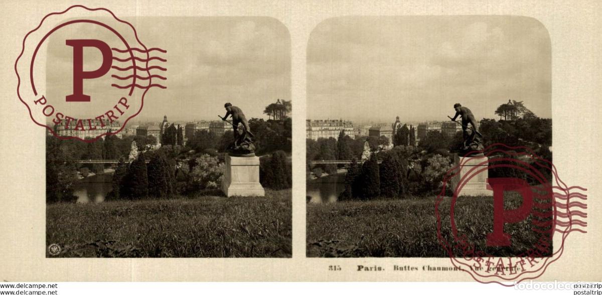Fotograf&iacute;a antigua: 315 Paris. Buttes Chaumont, vue generale. ESTEREOSCOPICA. ST&Eacute;R&Eacute;OSCOPIQUE. STEREOSCOPIC