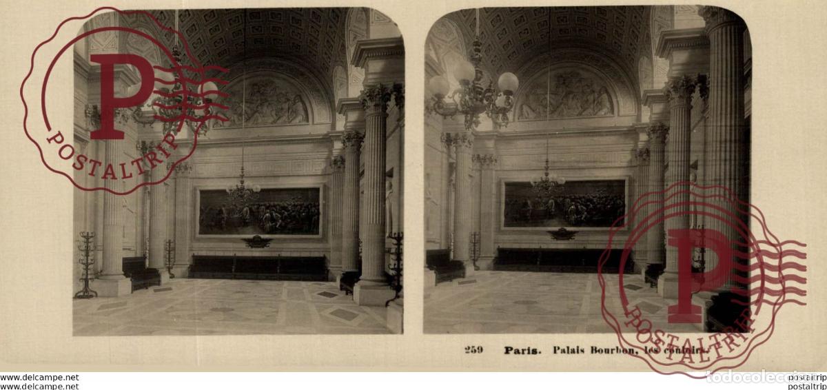 Fotograf&iacute;a antigua: 259 Paris. Palais Bourbon Les conloirs. ESTEREOSCOPICA. ST&Eacute;R&Eacute;OSCOPIQUE. STEREOSCOPIC
