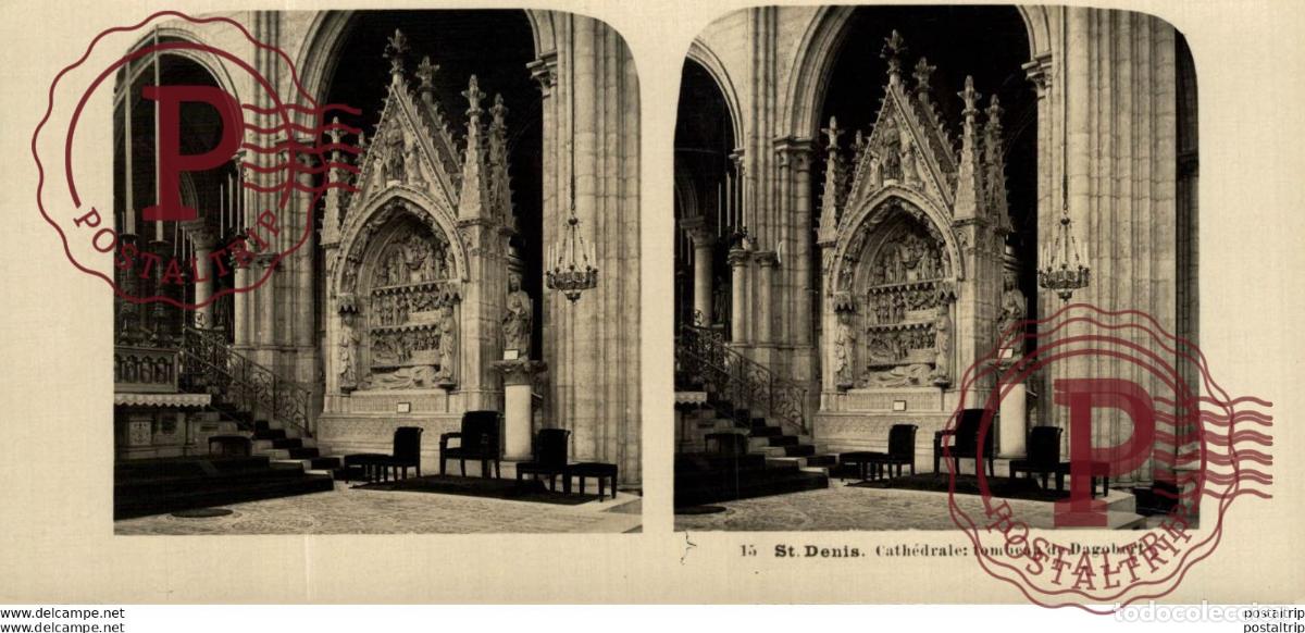 Fotograf&iacute;a antigua: 15 St. Denis, Cath&eacute;drale, tombeau de Dagobert. ESTEREOSCOPICA. ST&Eacute;R&Eacute;OSCOPIQUE. STEREOSCOPIC