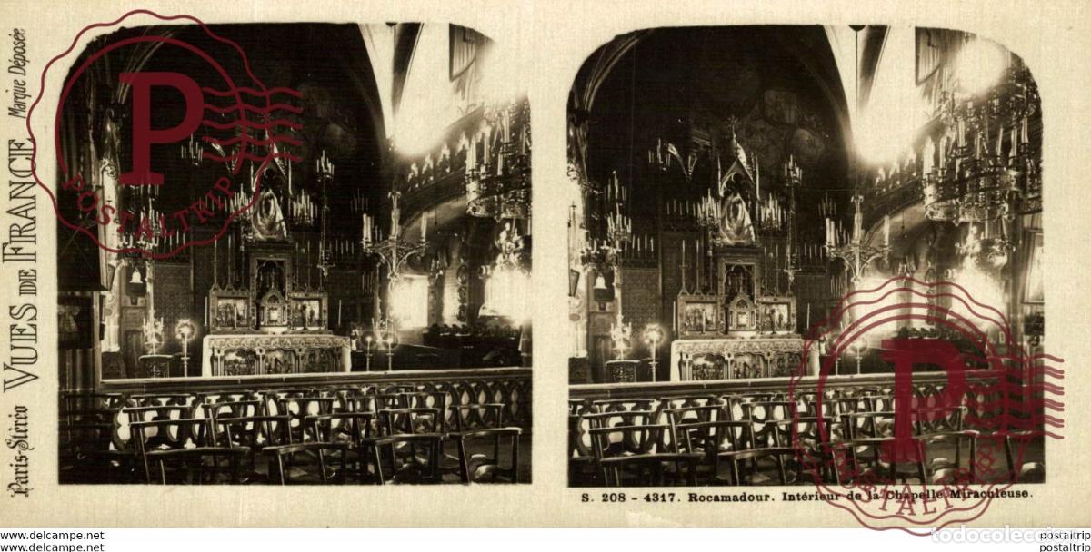 Fotograf&iacute;a antigua: 4317 Rocamadour, Intireur de la Chapelle Miraculeuse. ESTEREOSCOPICA. ST&Eacute;R&Eacute;OSCOPIQUE. STEREOSCOPIC