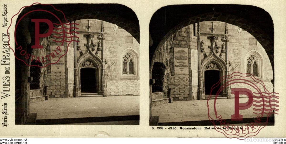 Fotograf&iacute;a antigua: 4316 Rocamadour, Entr&eacute;e de la Chapelle. ESTEREOSCOPICA. ST&Eacute;R&Eacute;OSCOPIQUE. STEREOSCOPIC