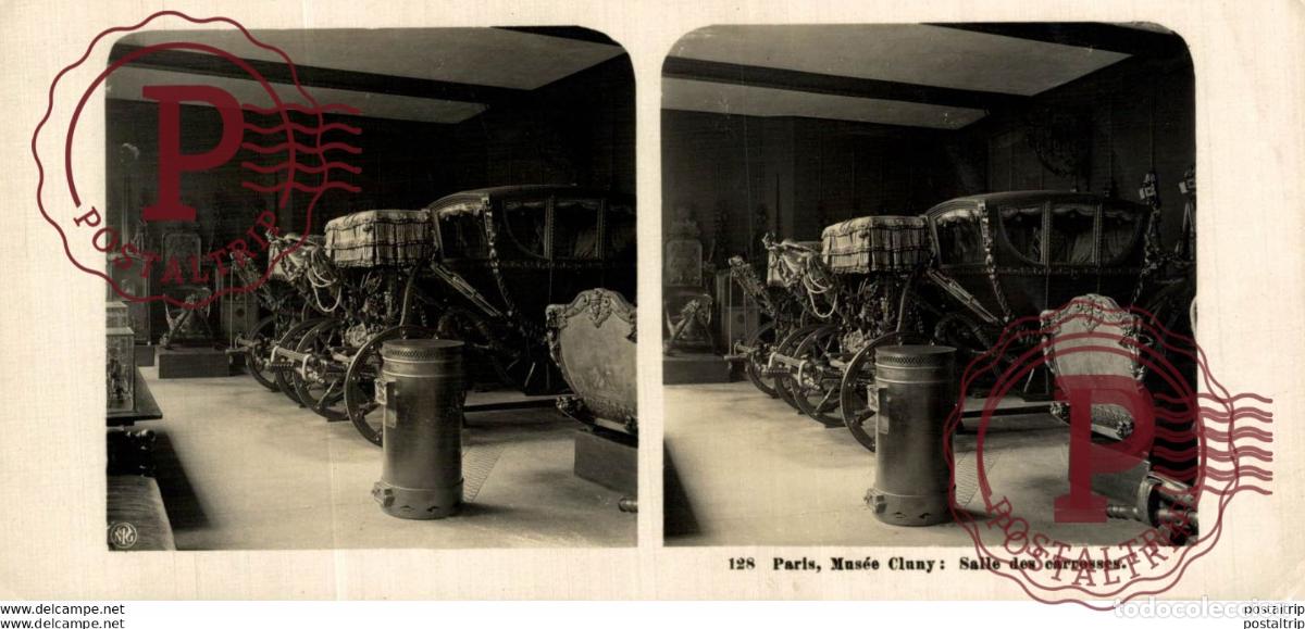 Fotograf&iacute;a antigua: 128 Paris, Mus&eacute;e Cluny, Salle des carrosses. ESTEREOSCOPICA. ST&Eacute;R&Eacute;OSCOPIQUE. STEREOSCOPIC