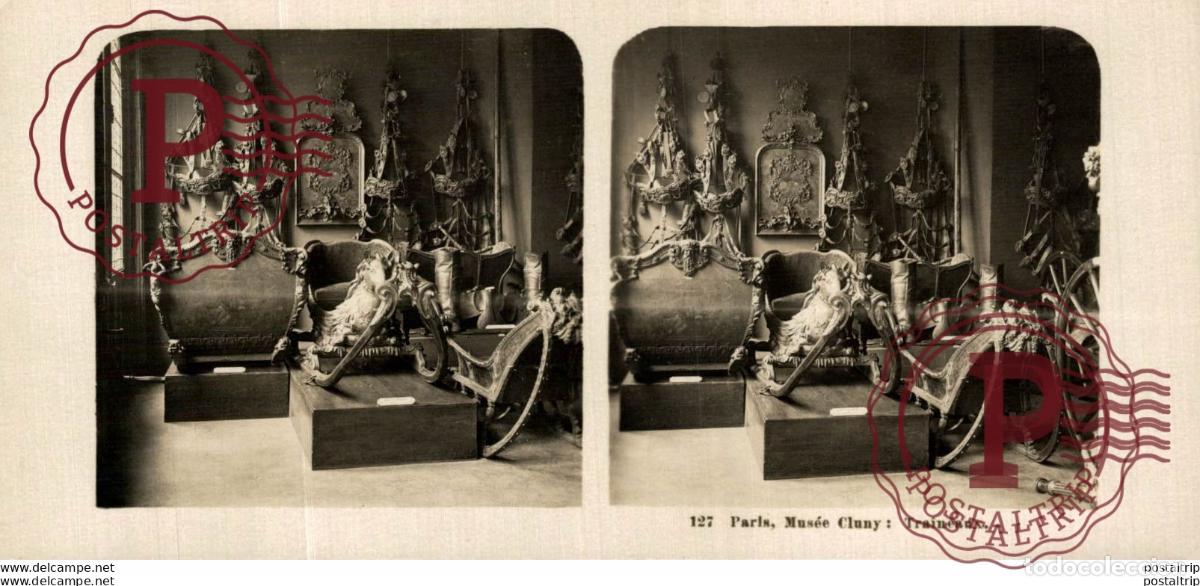 Fotograf&iacute;a antigua: 127 Paris, Mus&eacute;e Cluny, Traineanx. ESTEREOSCOPICA. ST&Eacute;R&Eacute;OSCOPIQUE. STEREOSCOPIC