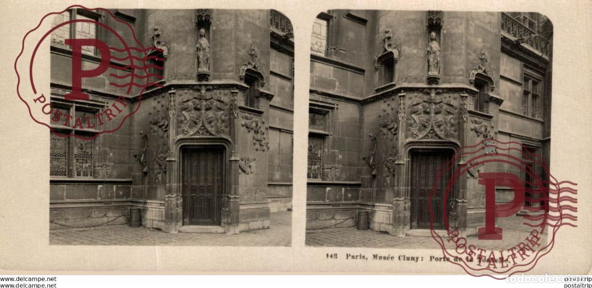 Fotograf&iacute;a antigua: 143 Paris, Mus&eacute;e Cluny, Porte de la Tourelle. ESTEREOSCOPICA. ST&Eacute;R&Eacute;OSCOPIQUE. STEREOSCOPIC