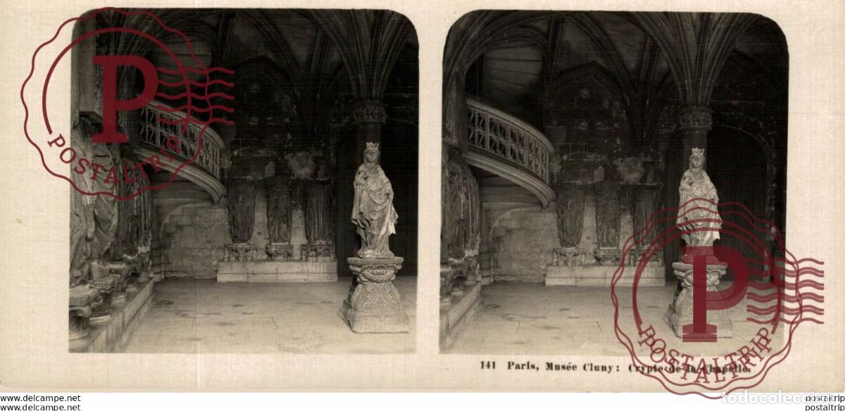 Fotograf&iacute;a antigua: 141 Paris, Mus&eacute;e Cluny, Crypte de la Chapelle. ESTEREOSCOPICA. ST&Eacute;R&Eacute;OSCOPIQUE. STEREOSCOPIC