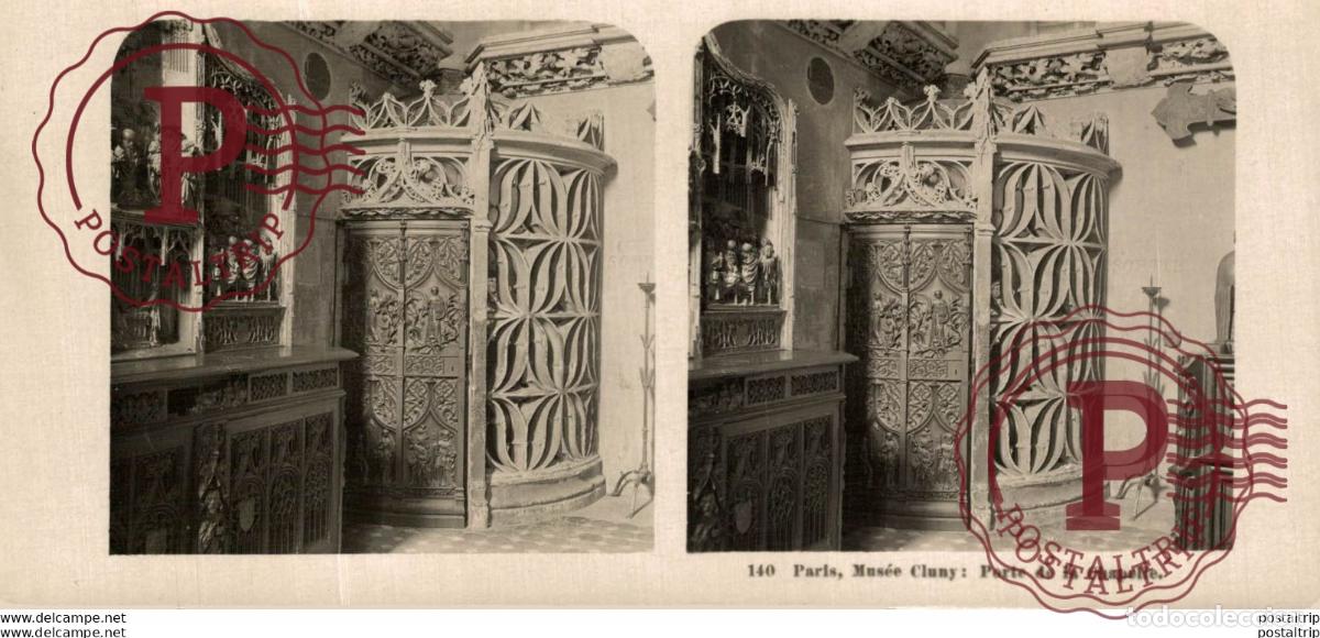 Fotograf&iacute;a antigua: 140 Paris, Mus&eacute;e Cluny, Porte de la Chapelle. ESTEREOSCOPICA. ST&Eacute;R&Eacute;OSCOPIQUE. STEREOSCOPIC