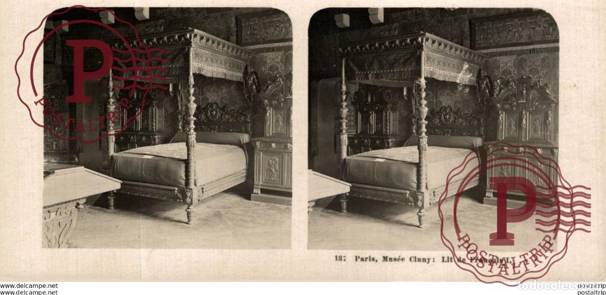 Fotograf&iacute;a antigua: 137 Paris, Mus&eacute;e Cluny, Lit de Fran&ccedil;ois. ESTEREOSCOPICA. ST&Eacute;R&Eacute;OSCOPIQUE. STEREOSCOPIC