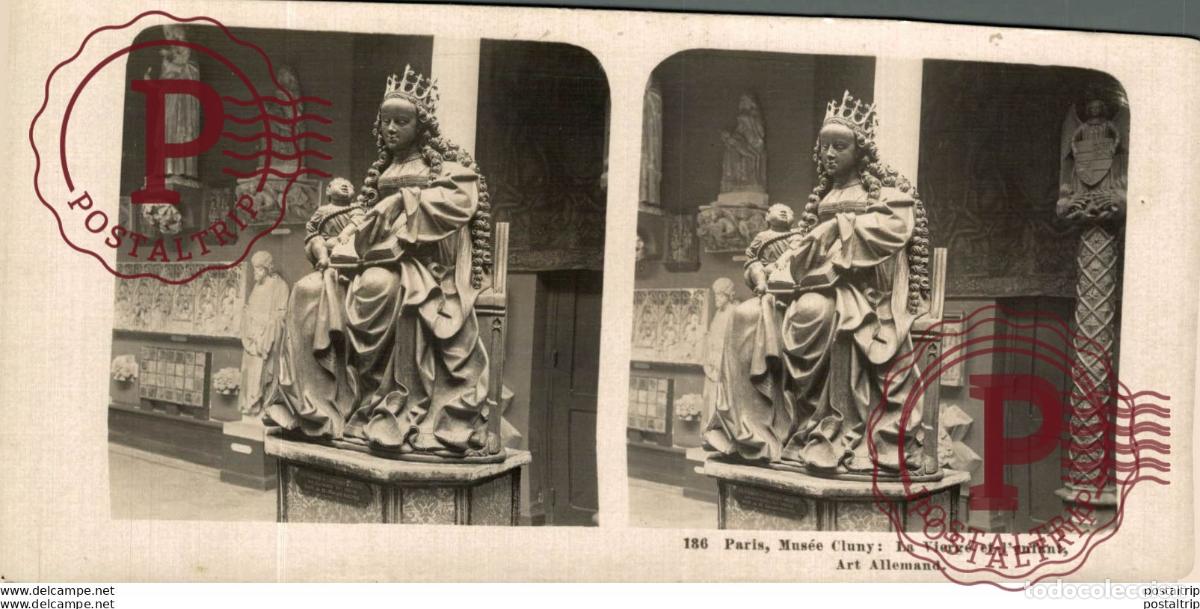 Fotograf&iacute;a antigua: 136 Paris, Mus&eacute;e Cluny, La vierge et lenfant. ESTEREOSCOPICA. ST&Eacute;R&Eacute;OSCOPIQUE. STEREOSCOPIC