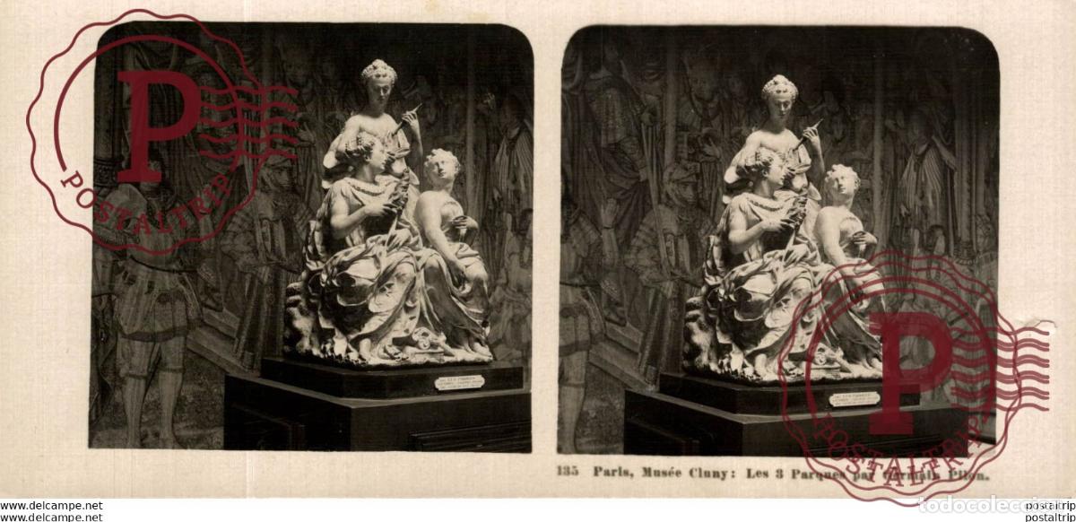 Fotograf&iacute;a antigua: 135 Paris, Mus&eacute;e Cluny, Les 3 Parques par Germain Pilon. ESTEREOSCOPICA. ST&Eacute;R&Eacute;OSCOPIQUE. STEREOSCOPI