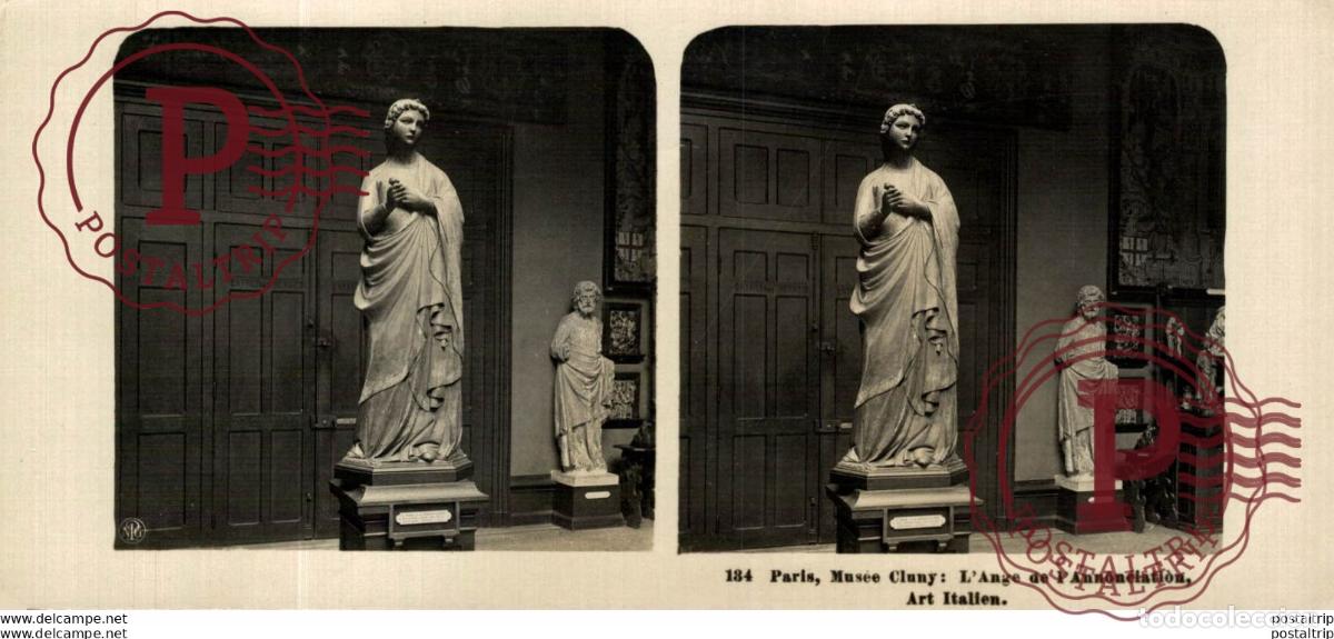 Fotograf&iacute;a antigua: 134 Paris, Mus&eacute;e Cluny, LAnge de lAnnonciation. ESTEREOSCOPICA. ST&Eacute;R&Eacute;OSCOPIQUE. STEREOSCOPIC