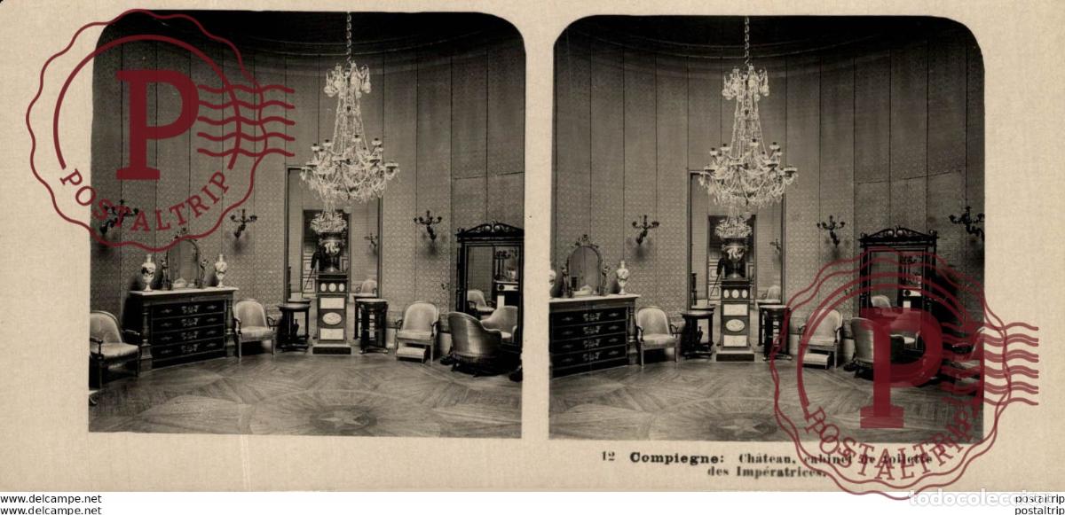 Antique Photography: 12 Compiegne, Ch&acirc;teau, cabinet de toillet des Imp&eacute;ratrices. ESTEREOSCOPICA. ST&Eacute;R&Eacute;OSCOPIQUE. STEREOSC