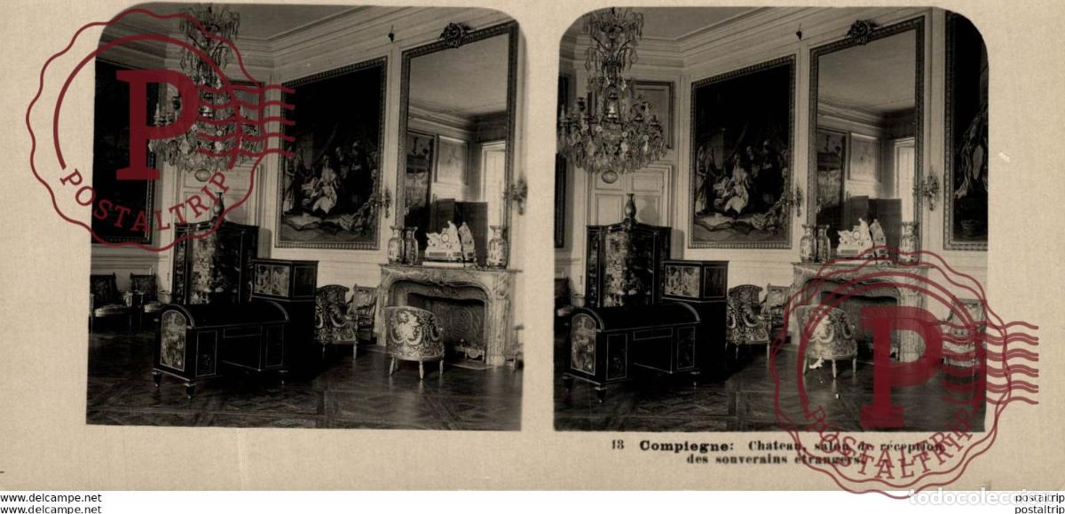 Antique Photography: 13 Compiegne, Ch&acirc;teau, salon de reception des souverains &eacute;trangers. ESTEREOSCOPICA. ST&Eacute;R&Eacute;OSCOPIQUE.