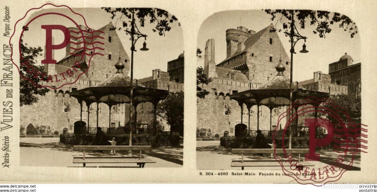 Antique Photography: FRANCIA. FRANCE. SAINT MALO. FA&Ccedil;ADE DU CHATEAU ENTREE. - ESTEREOSCOPICA - ST&Eacute;R&Eacute;OSCOPIQUE - STEREOSC