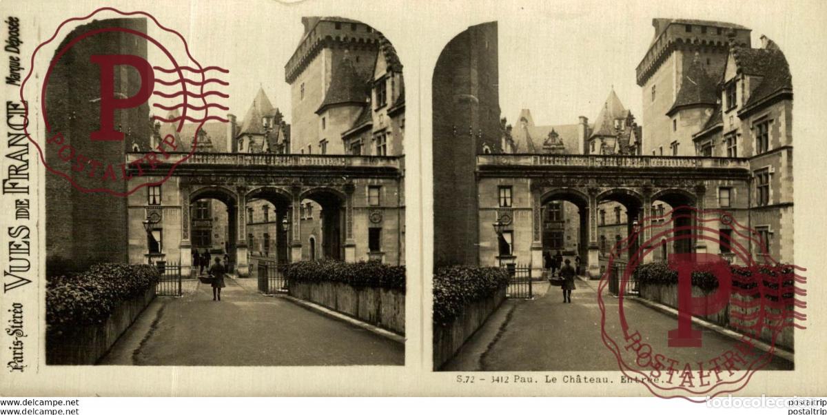 Antique Photography: FRANCIA. FRANCE. PAU LE CHATEAU. ENTREE. - ESTEREOSCOPICA - ST&Eacute;R&Eacute;OSCOPIQUE - STEREOSCOPIC