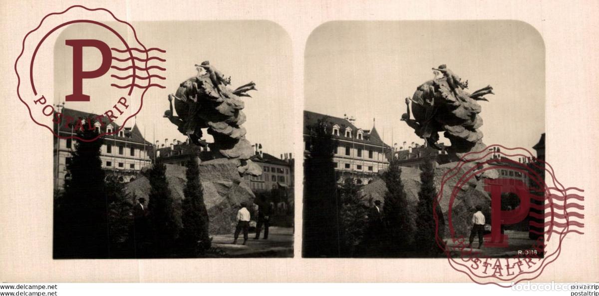 Fotografia antica: ALEMNIA GERMANY. ZURICH. WELTPOST DENKMAL. - ESTEREOSCOPICA - ST&Eacute;R&Eacute;OSCOPIQUE - STEREOSCOPIC